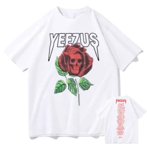 Yeezus Skull Rose Flower Graphic Tshirt